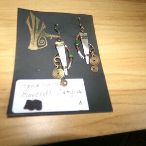 new abalone shell hand crafted wire pierced earrings .